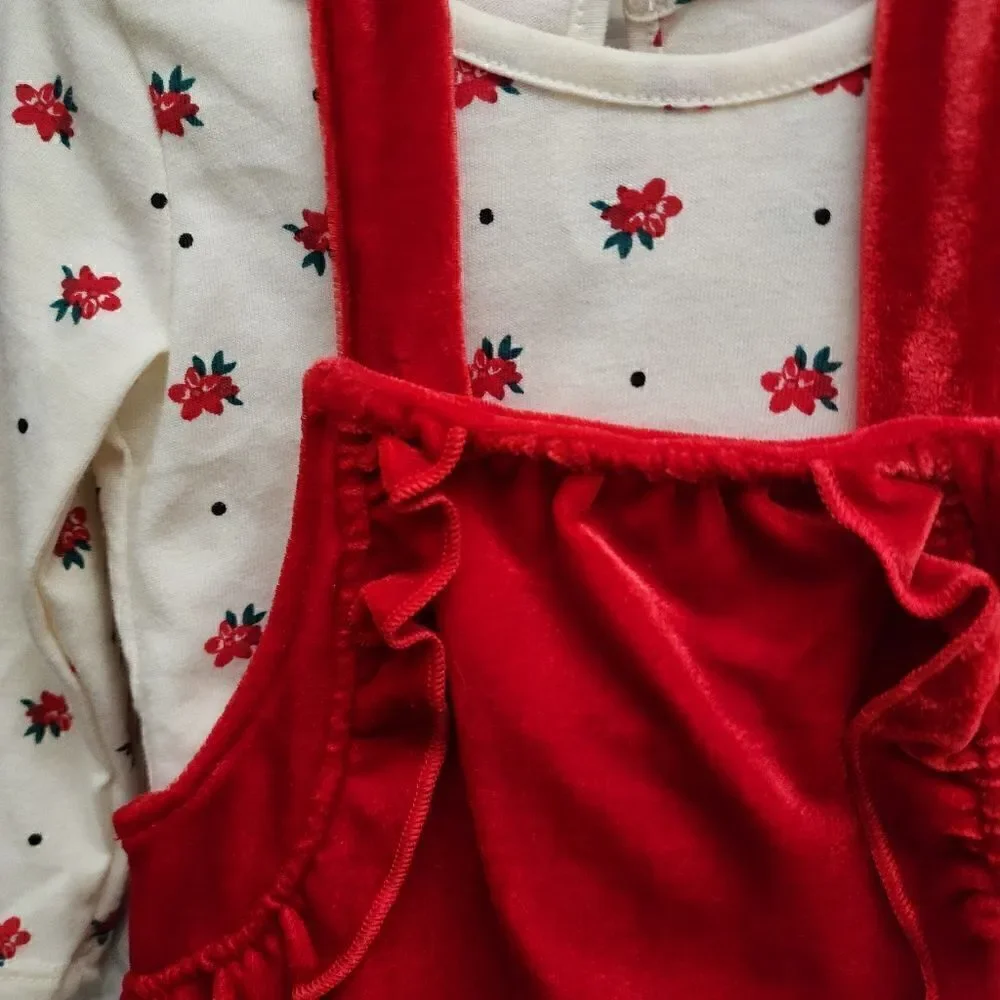 New Baby Girl Christmas Holiday  Overall and Bodysuit Outfit